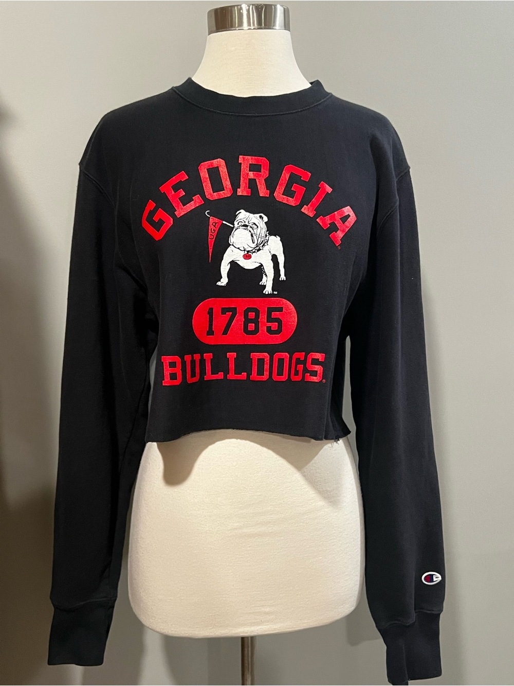Champion Black & Red Georgia Bulldogs Cropped Sweatshirt
